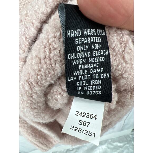 MODA International (L) Pink Boucle Knit WOOL Blend Cowl Neck Sweater - Picture 7 of 7